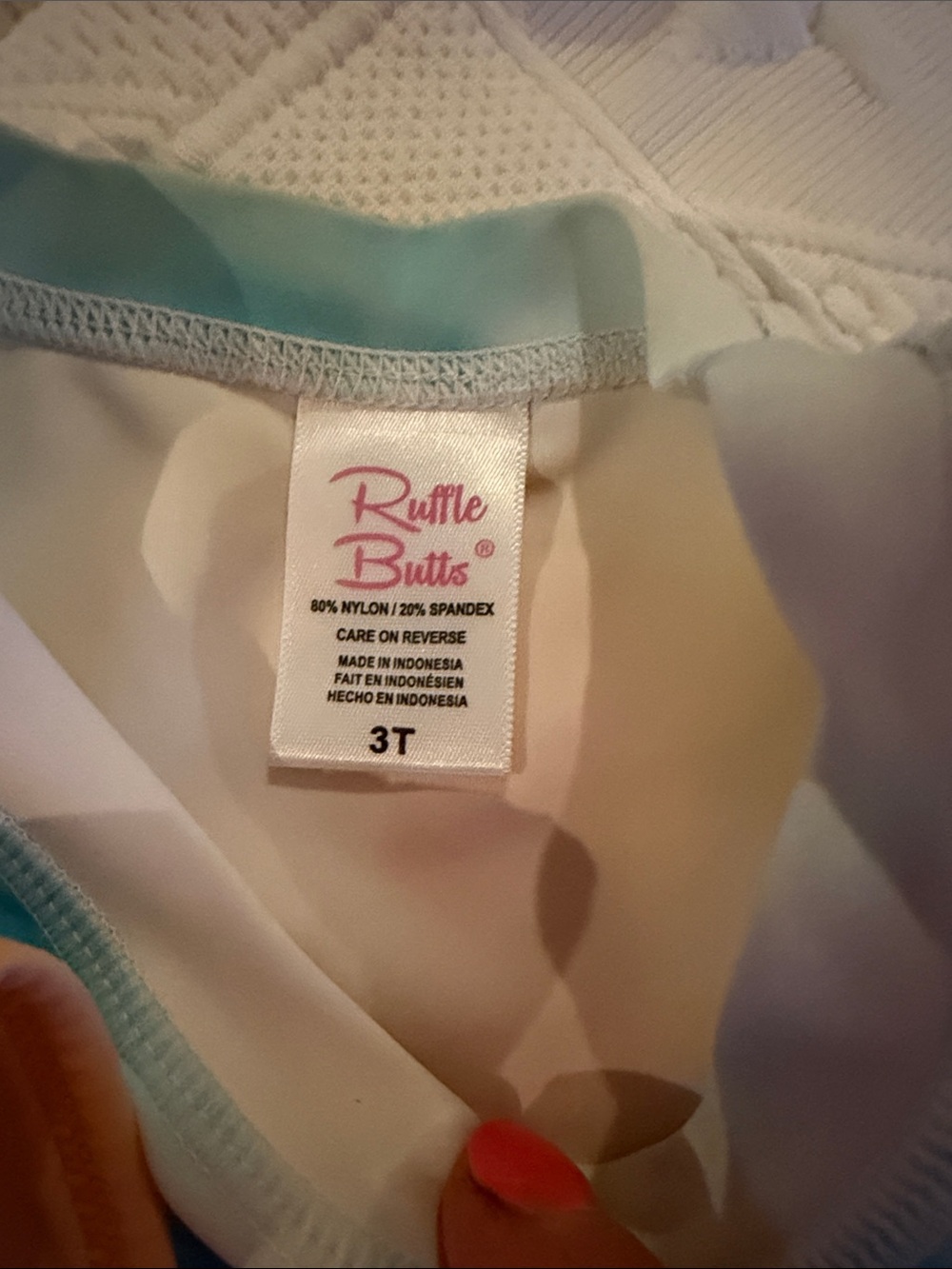 Ruffle Butts Pastel Tie-Dye Ruffle Rash Guard & Peach Bikini Bottoms - Picture 3 of 8